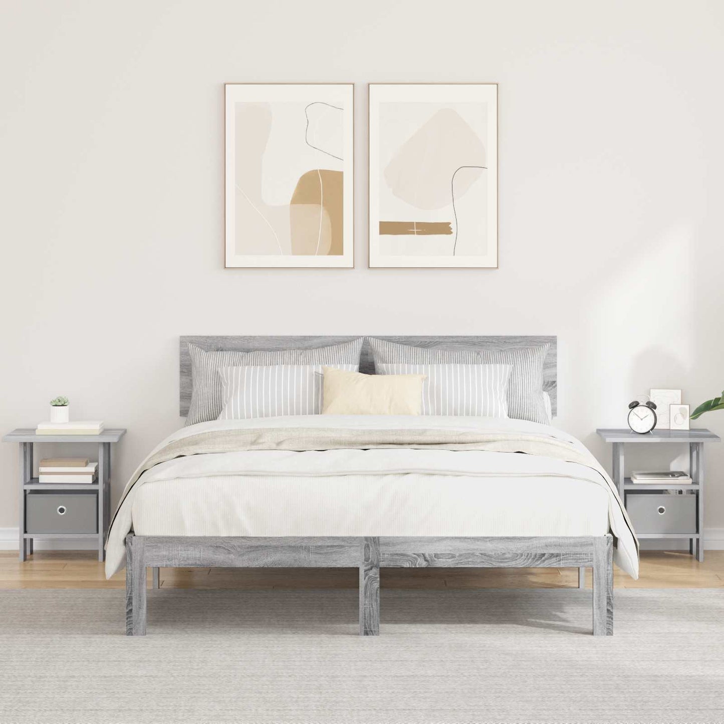 vidaXL Κομοδίνο 2 pcs Γκρίζο Σονομα 41 x 40 x 45 εκ Επεξεργασμένο ξύλο
