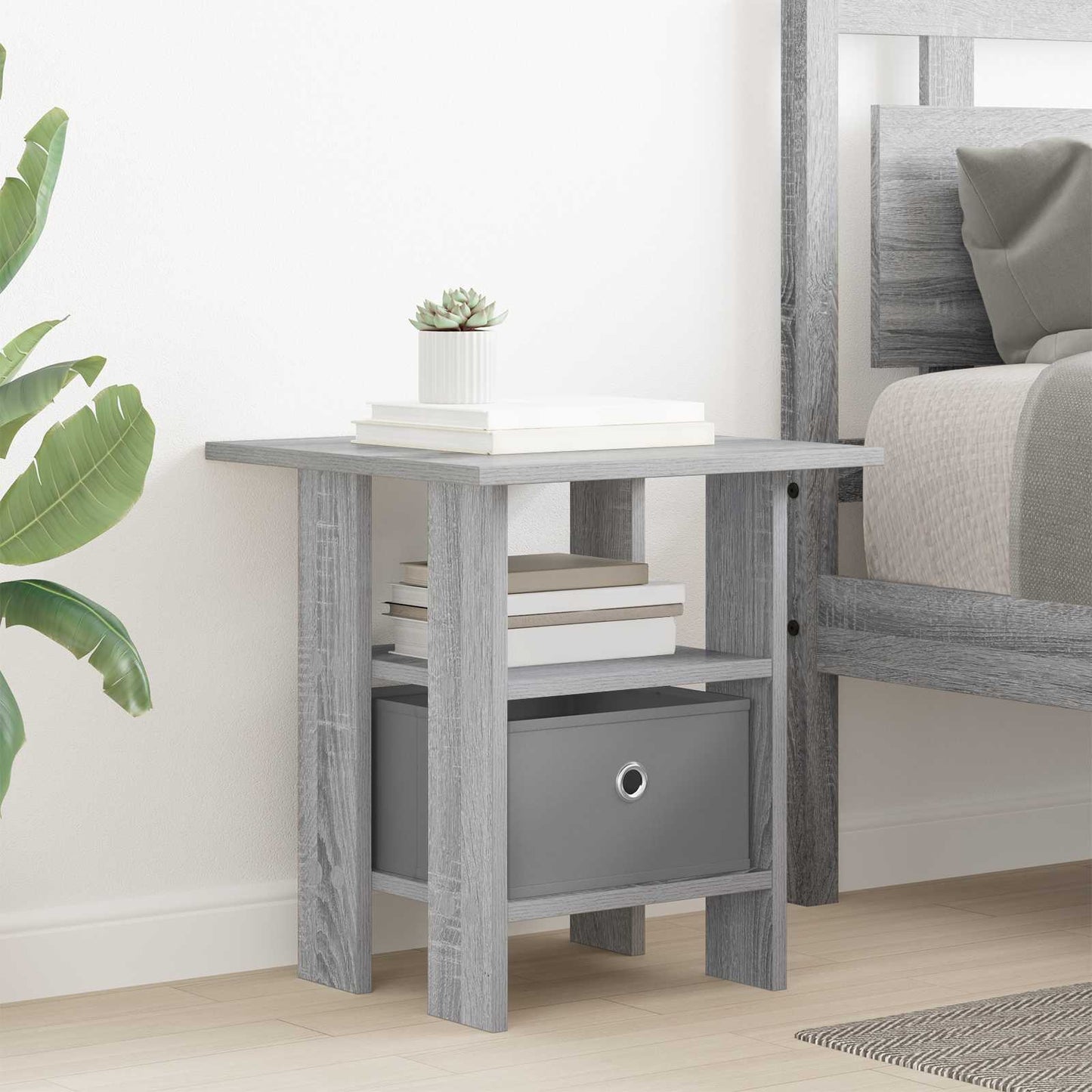 vidaXL Κομοδίνο 2 pcs Γκρίζο Σονομα 41 x 40 x 45 εκ Επεξεργασμένο ξύλο