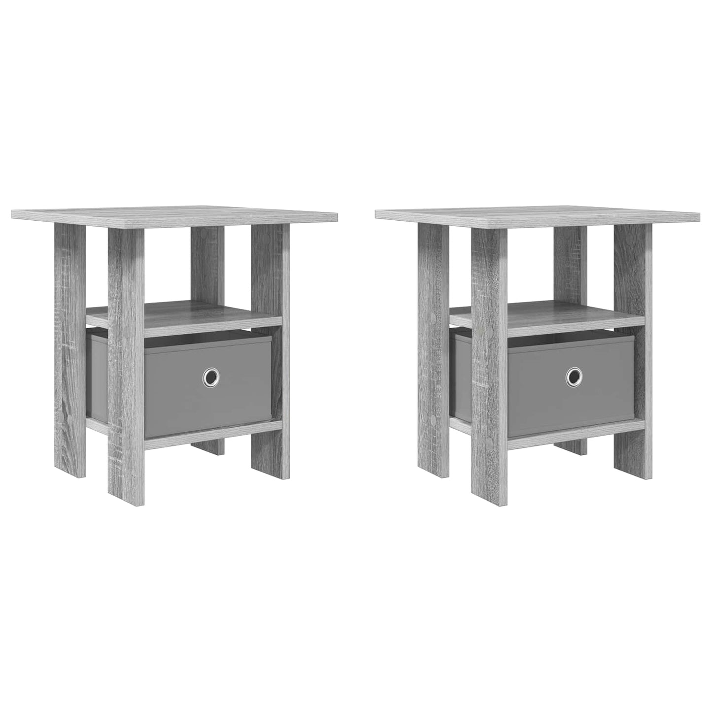 vidaXL Κομοδίνο 2 pcs Γκρίζο Σονομα 41 x 40 x 45 εκ Επεξεργασμένο ξύλο