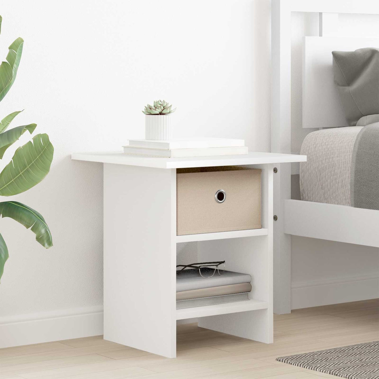 vidaXL Κομοδίνο 2 pcs Λευκό 41 x 40 x 45 εκ Επεξεργασμένο ξύλο
