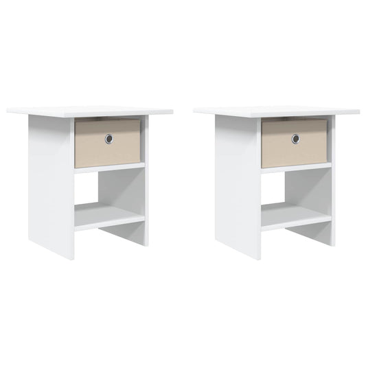 vidaXL Κομοδίνο 2 pcs Λευκό 41 x 40 x 45 εκ Επεξεργασμένο ξύλο