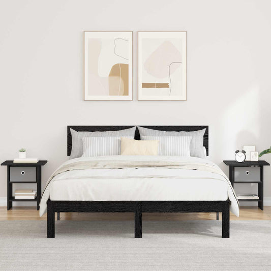vidaXL Κομοδίνο 2 pcs Μαύρη Οξυά 41 x 40 x 45 εκ Επεξεργασμένο ξύλο