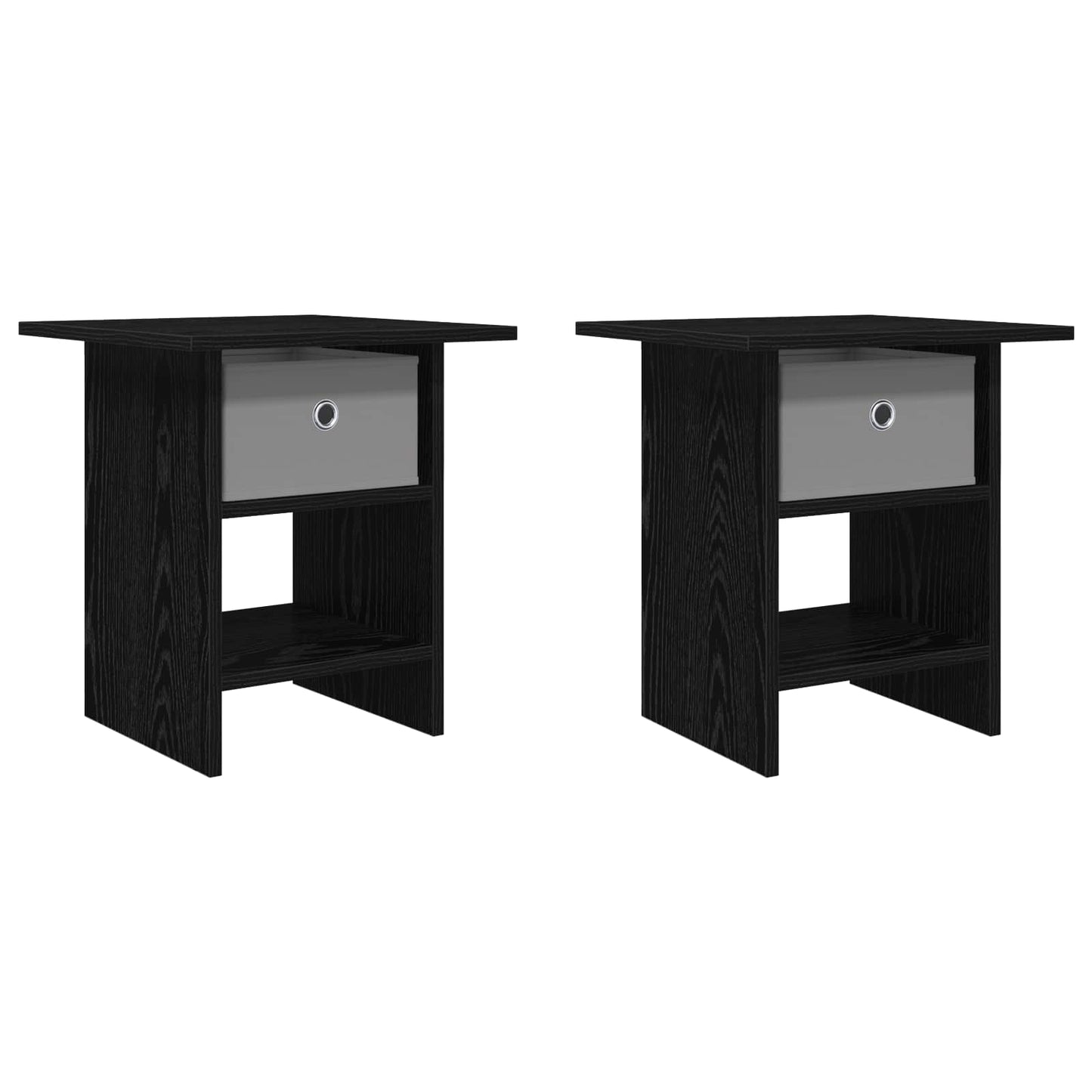 vidaXL Κομοδίνο 2 pcs Μαύρη Οξυά 41 x 40 x 45 εκ Επεξεργασμένο ξύλο