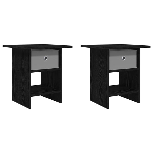 vidaXL Κομοδίνο 2 pcs Μαύρη Οξυά 41 x 40 x 45 εκ Επεξεργασμένο ξύλο