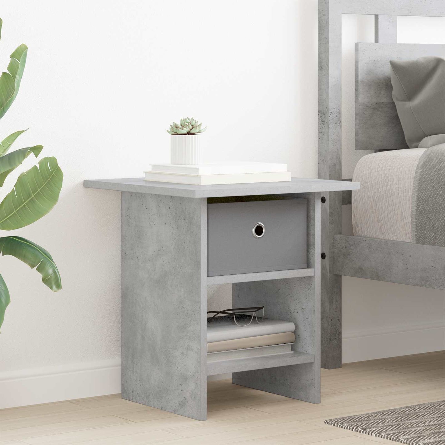 vidaXL Κομοδίνο με συρτάρι 2 pcs Σκυρόδεμα Γκρι 41 x 40 x 45 εκ