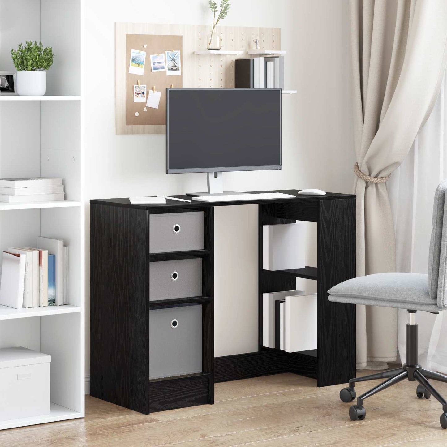vidaXL Γραφείο Μαύρη Οξυά 100 x 40 x 75 cm Επεξεργασμένο Ξύλο