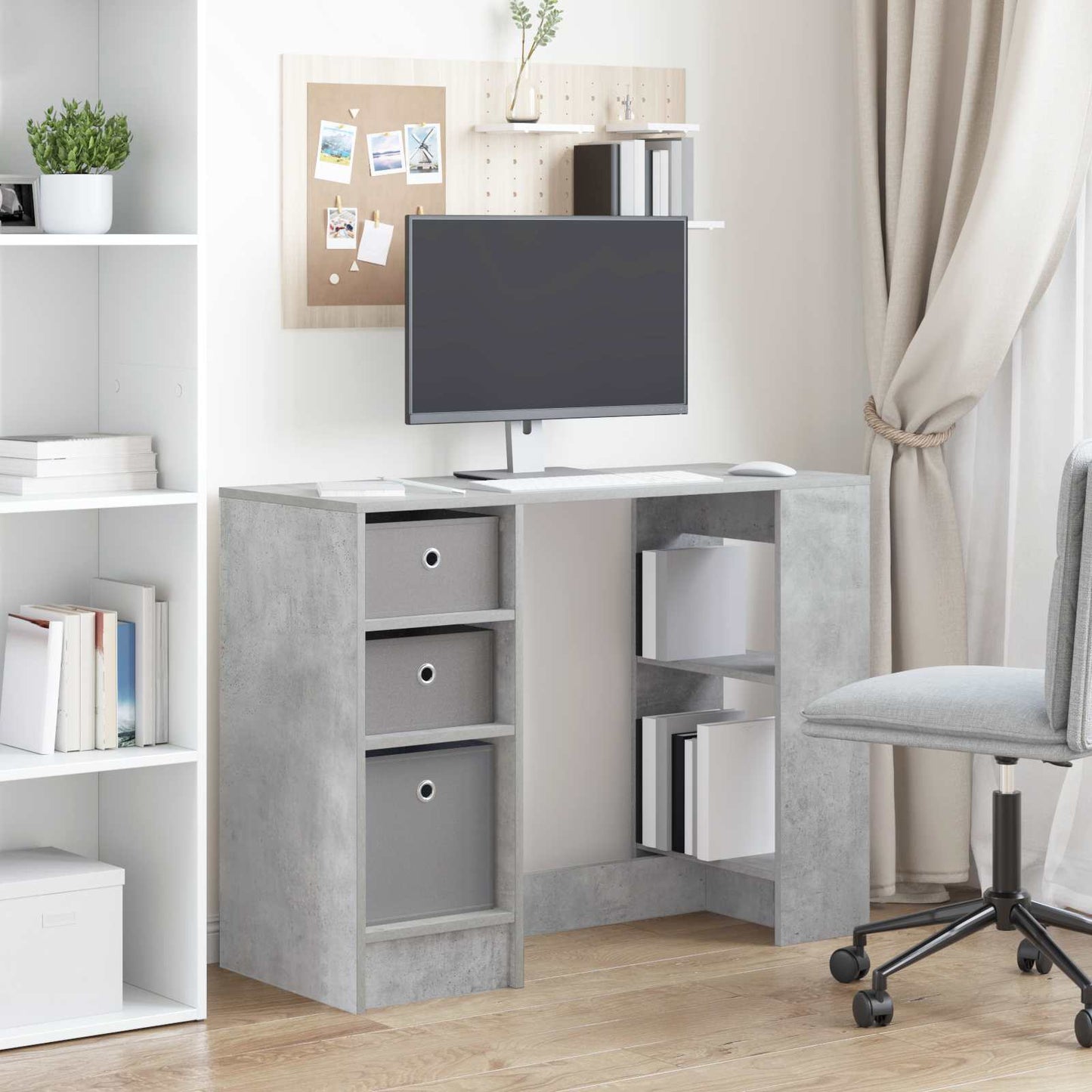 vidaXL Γραφείο Σκυρόδεμα Γκρι 100 x 40 x 75 cm Επεξεργασμένο Ξύλο