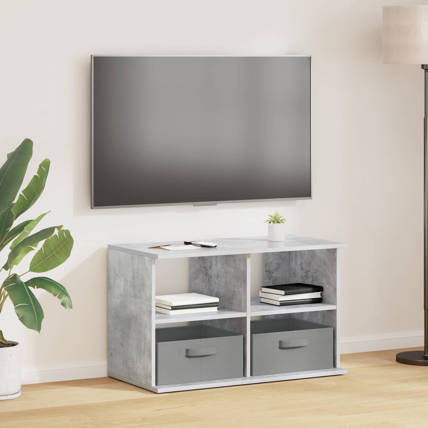 vidaXL Βάση τηλεόρασης με συρτάρι Σκυρόδεμα Γκρι 79 x 40 x 48 εκ