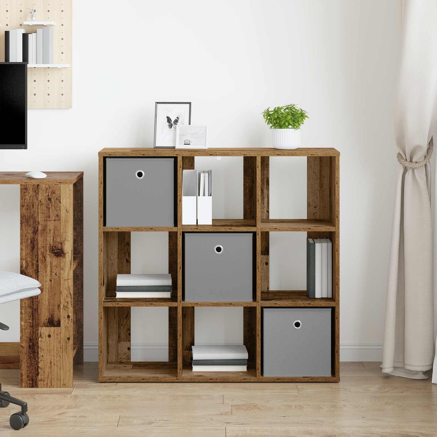 vidaXL Πλαϊνό γραφείο με συρτάρι Παλιό ξύλο 88,5 x 29 x 84,5 εκ.