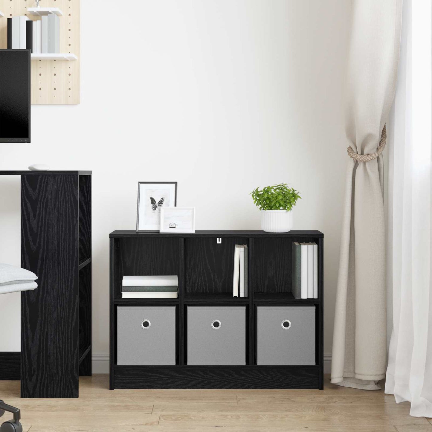 vidaXL Πλαϊνό γραφείο με συρτάρι Μαύρη Οξυά 73,5 x 22,5 x 53,5 εκ