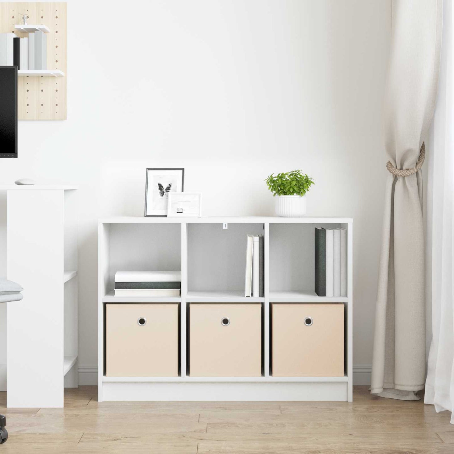 vidaXL Πλαϊνό γραφείο με συρτάρι Λευκό 88,5 x 27,5 x 63,5 εκ