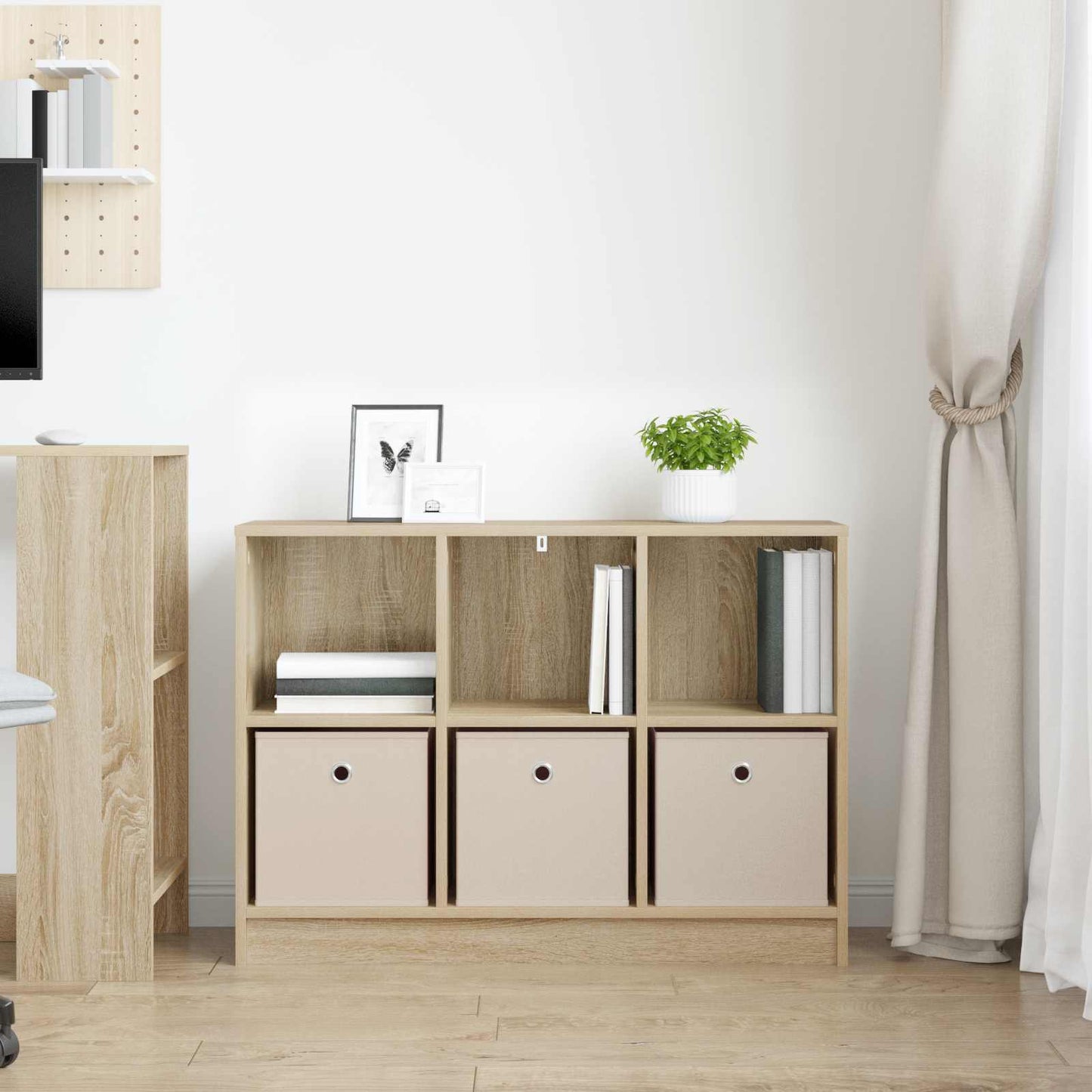 vidaXL Πλαϊνό γραφείο με συρτάρι Δρύς Sonoma 88,5 x 27,5 x 63,5 εκ