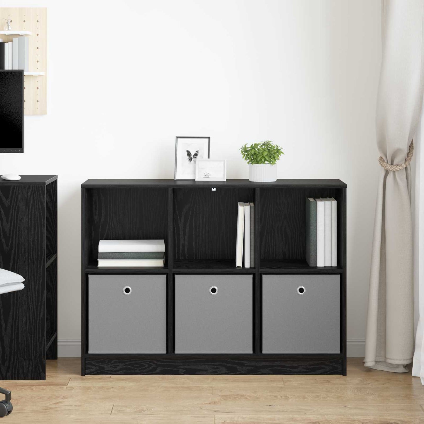 vidaXL Πλαϊνό γραφείο με συρτάρι Μαύρη Οξυά 102 x 32 x 73,5 εκ