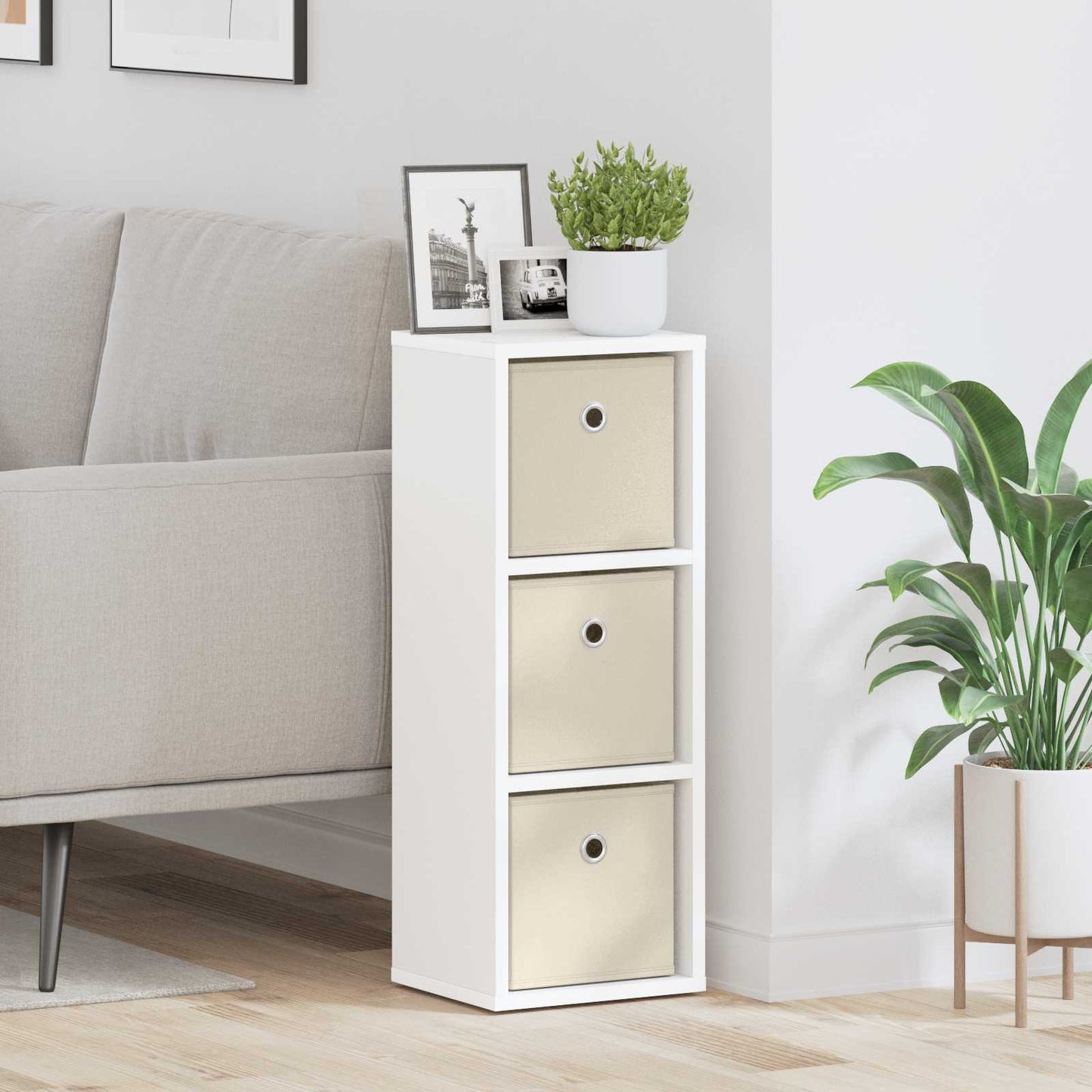 vidaXL Πλαϊνό γραφείο με συρτάρι Λευκό 25,5 x 22 x 69,5 εκ
