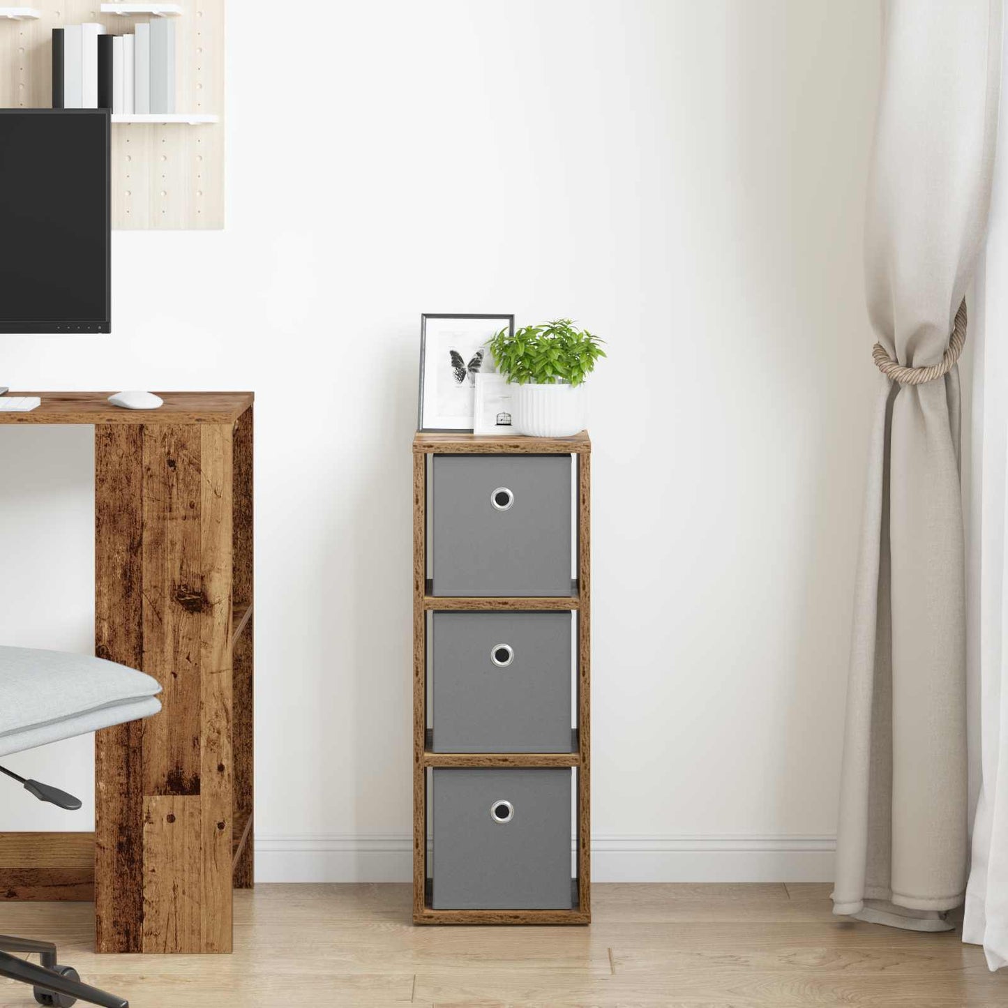 vidaXL Πλαϊνό γραφείο με συρτάρι Παλιό ξύλο 25,5 x 22 x 69,5 εκ
