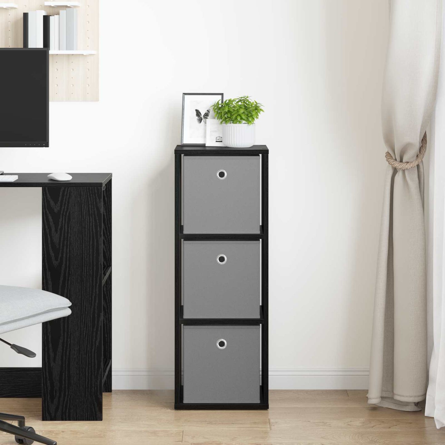 vidaXL Πλαϊνό γραφείο με συρτάρι Μαύρη Οξυά 30,5 x 27 x 84,5 εκ