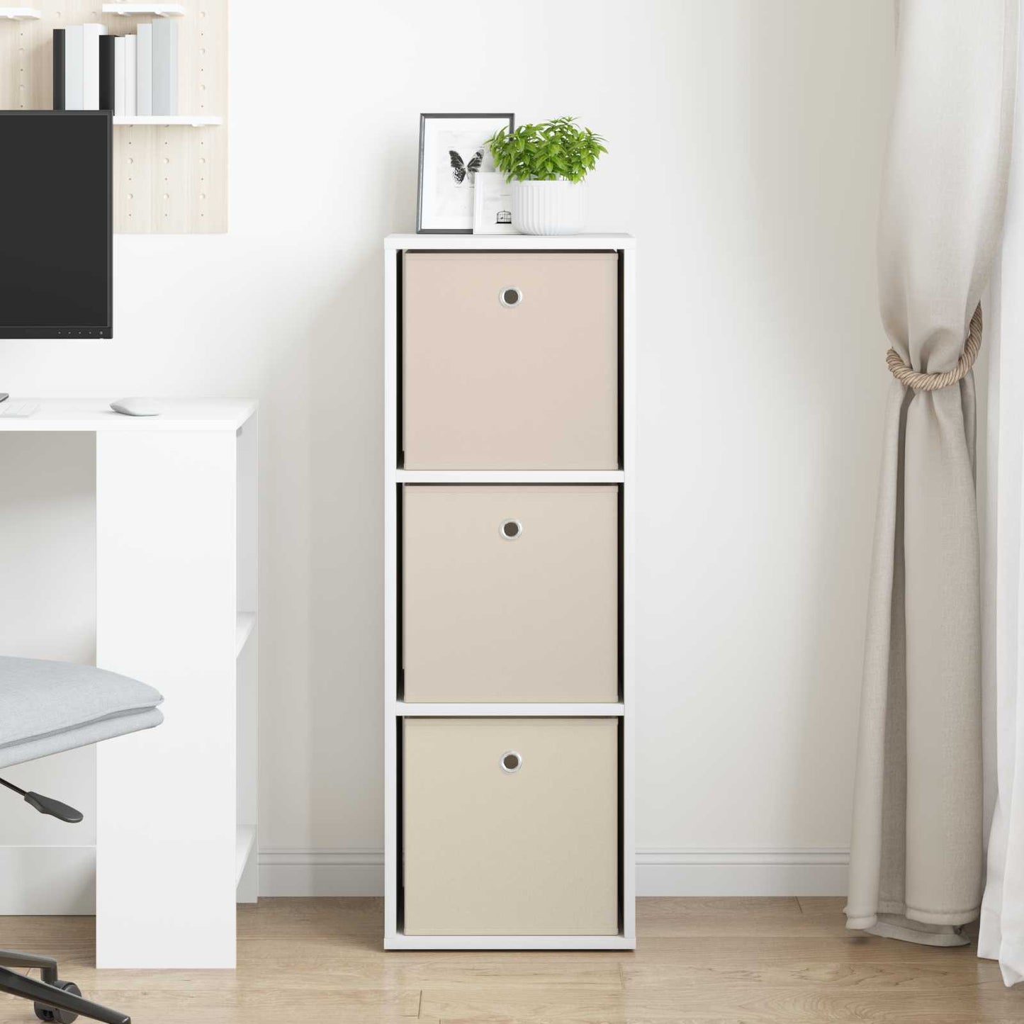 vidaXL Πλαϊνό γραφείο με συρτάρι Λευκό 35 x 32 x 99,5 εκ