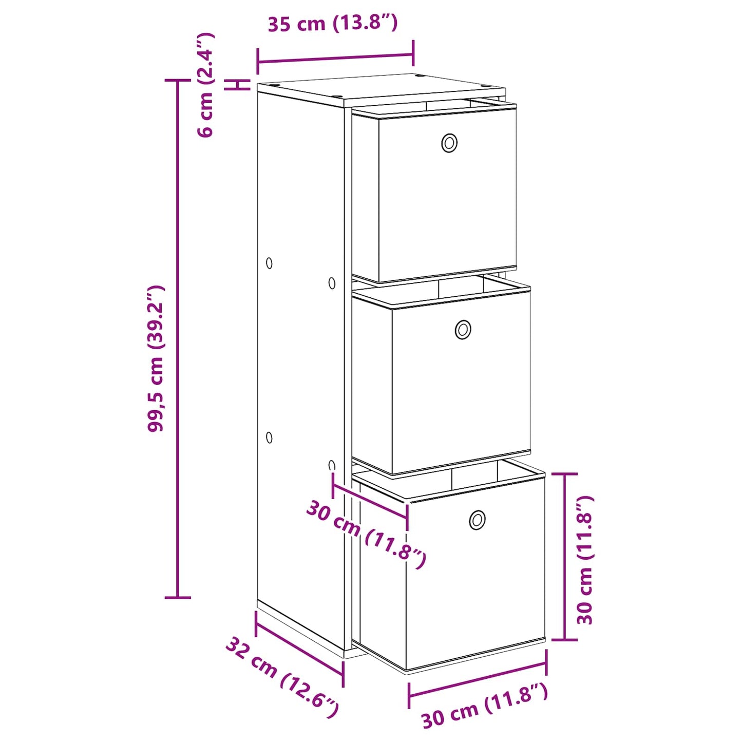 vidaXL Πλαϊνό γραφείο με συρτάρι Μαύρη Οξυά 35 x 32 x 99,5 εκ