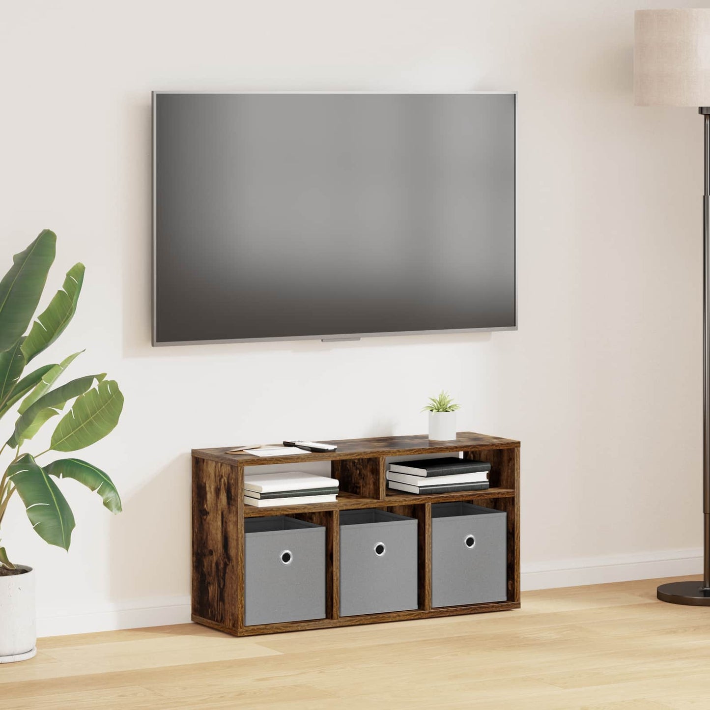 vidaXL Χαμηλό γραφείο με συρτάρι Καπνιστό Δρύς 72 x 22,5 x 38 εκ