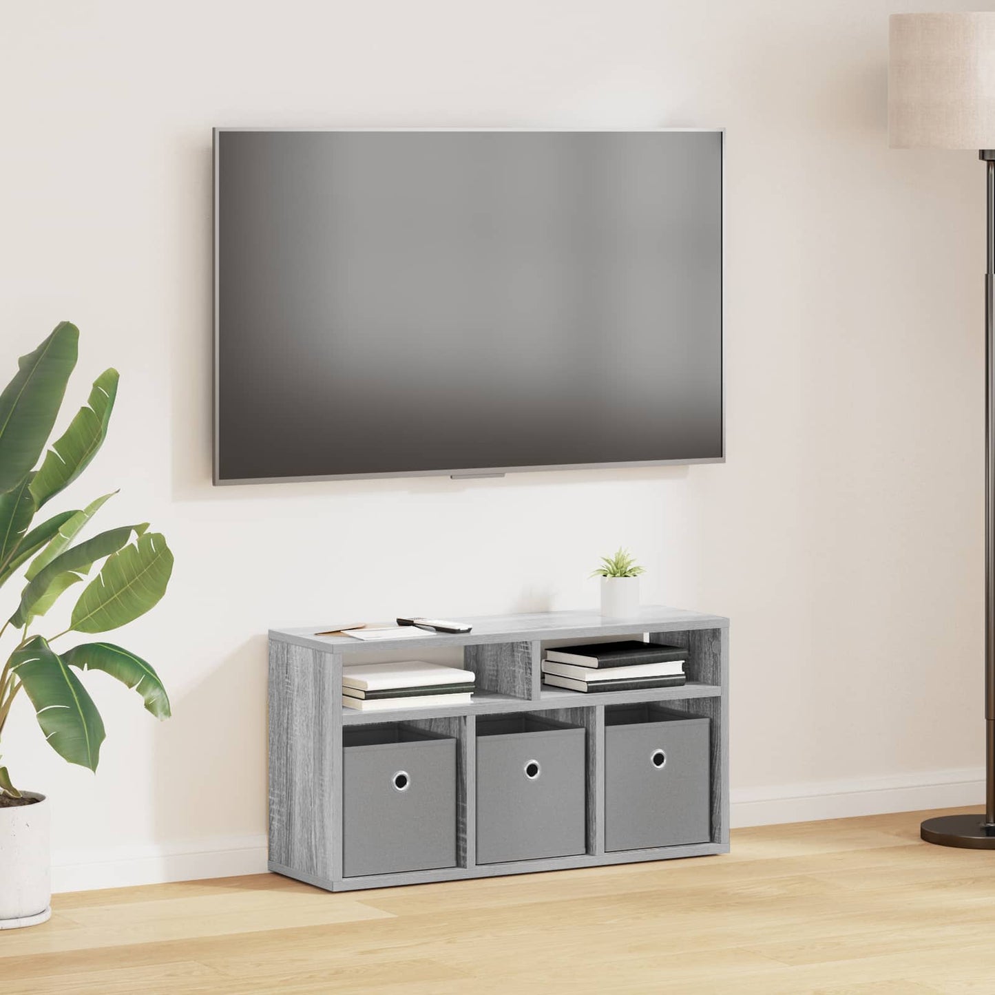 vidaXL Χαμηλό γραφείο με συρτάρι Γκρίζο Σονομα 72 x 22,5 x 38 εκ
