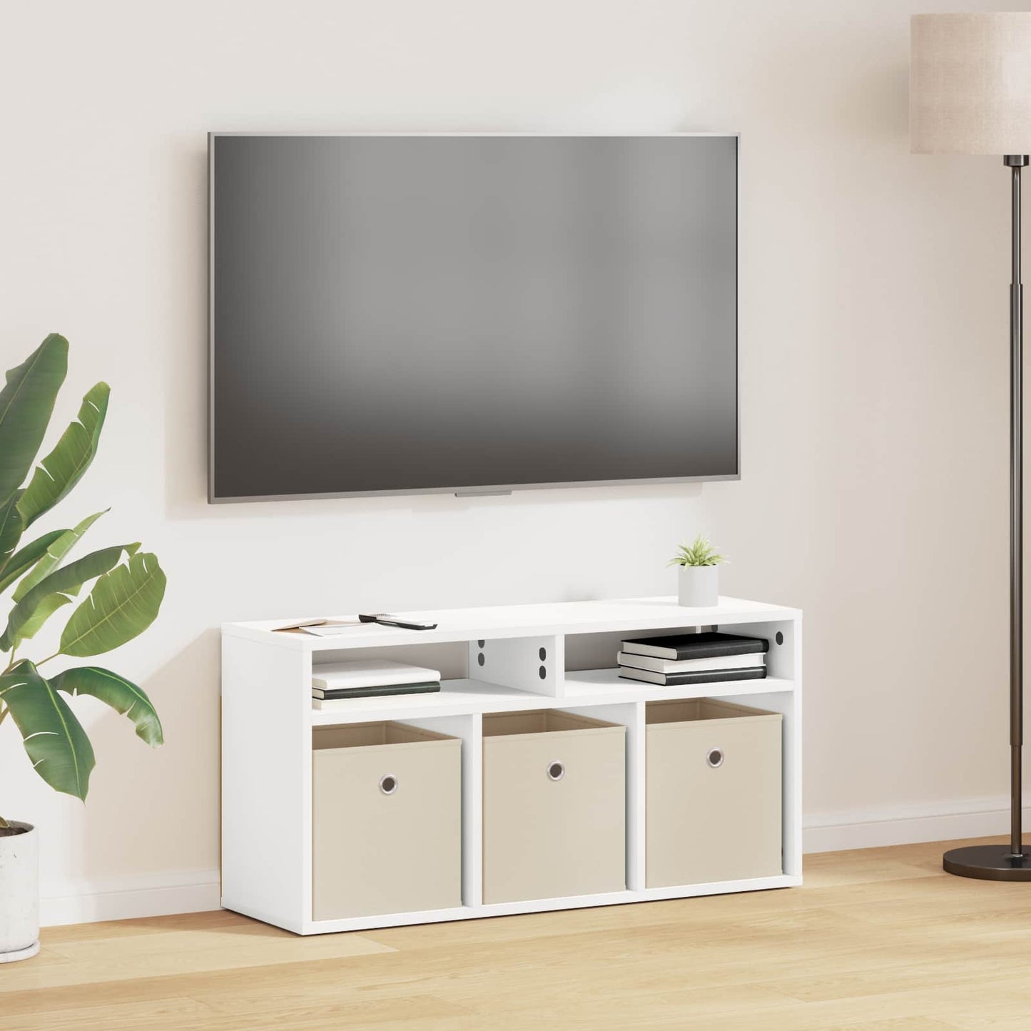 vidaXL Χαμηλό γραφείο με συρτάρι Λευκό 87 x 27,5 x 43 εκ