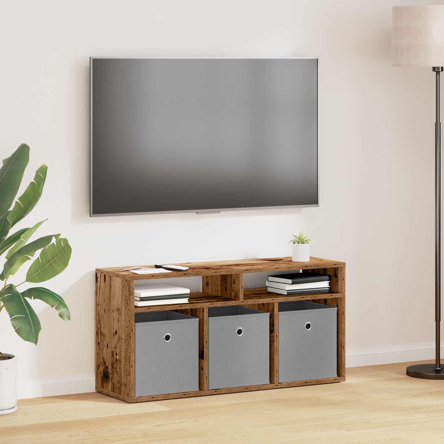 vidaXL Χαμηλό γραφείο με συρτάρι Παλιό ξύλο 87 x 27,5 x 43 εκ