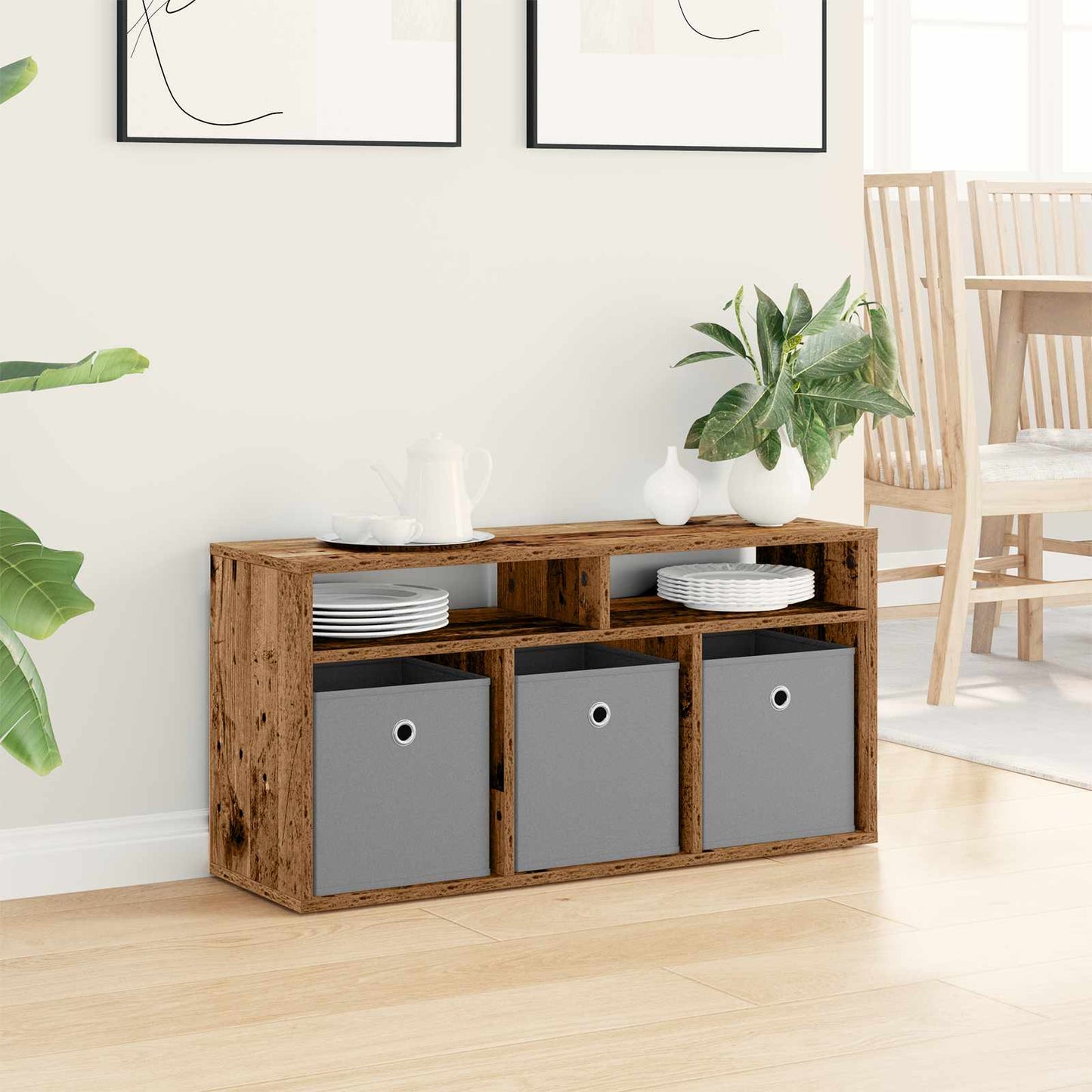 vidaXL Χαμηλό γραφείο με συρτάρι Παλιό ξύλο 87 x 27,5 x 43 εκ