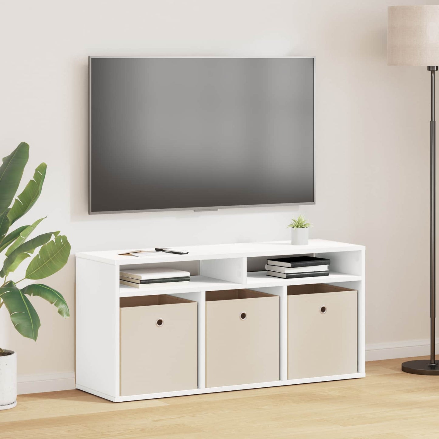 vidaXL Χαμηλό γραφείο με συρτάρι Λευκό 102 x 32 x 48,5 εκ.