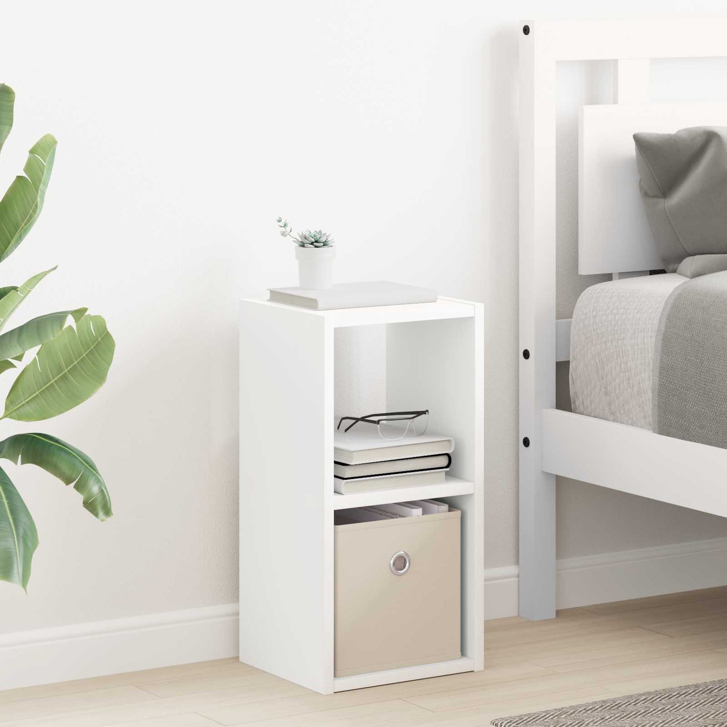 vidaXL Κομοδίνο Λευκό 25,5 x 22 x 49,5 εκ Επεξεργασμένο ξύλο