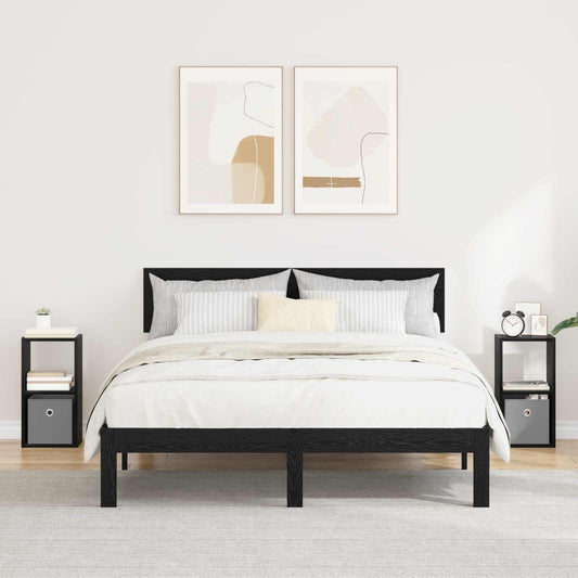 vidaXL Κομοδίνο με συρτάρι 2 pcs Μαύρη Οξυά 25,5 x 22 x 49,5 εκ