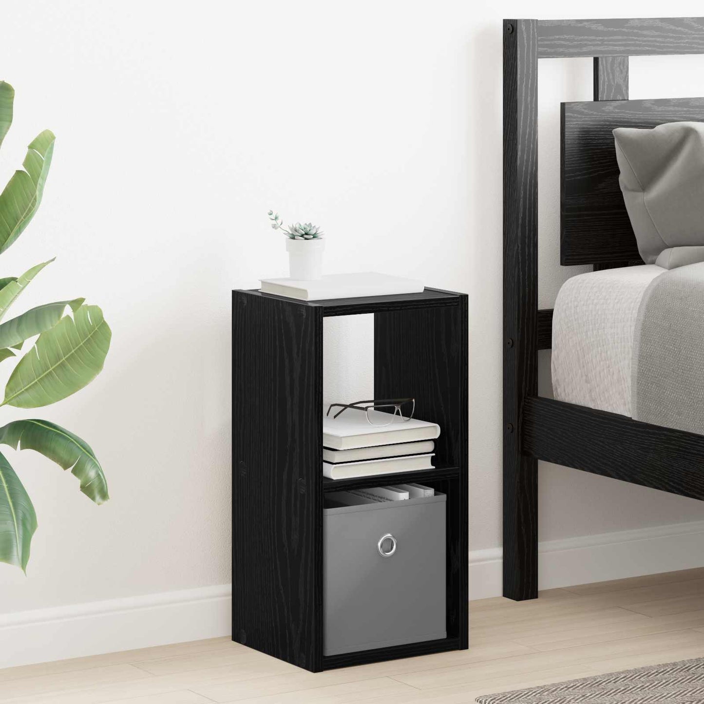 vidaXL Κομοδίνο με συρτάρι 2 pcs Μαύρη Οξυά 25,5 x 22 x 49,5 εκ