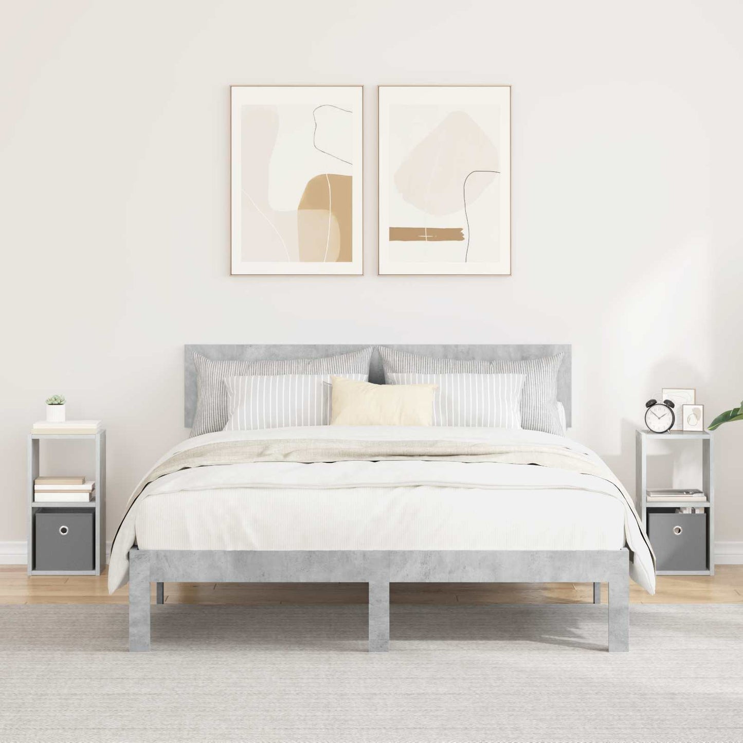 vidaXL Κομοδίνο με συρτάρι 2 pcs Σκυρόδεμα Γκρι 25,5 x 22 x 49,5 εκ