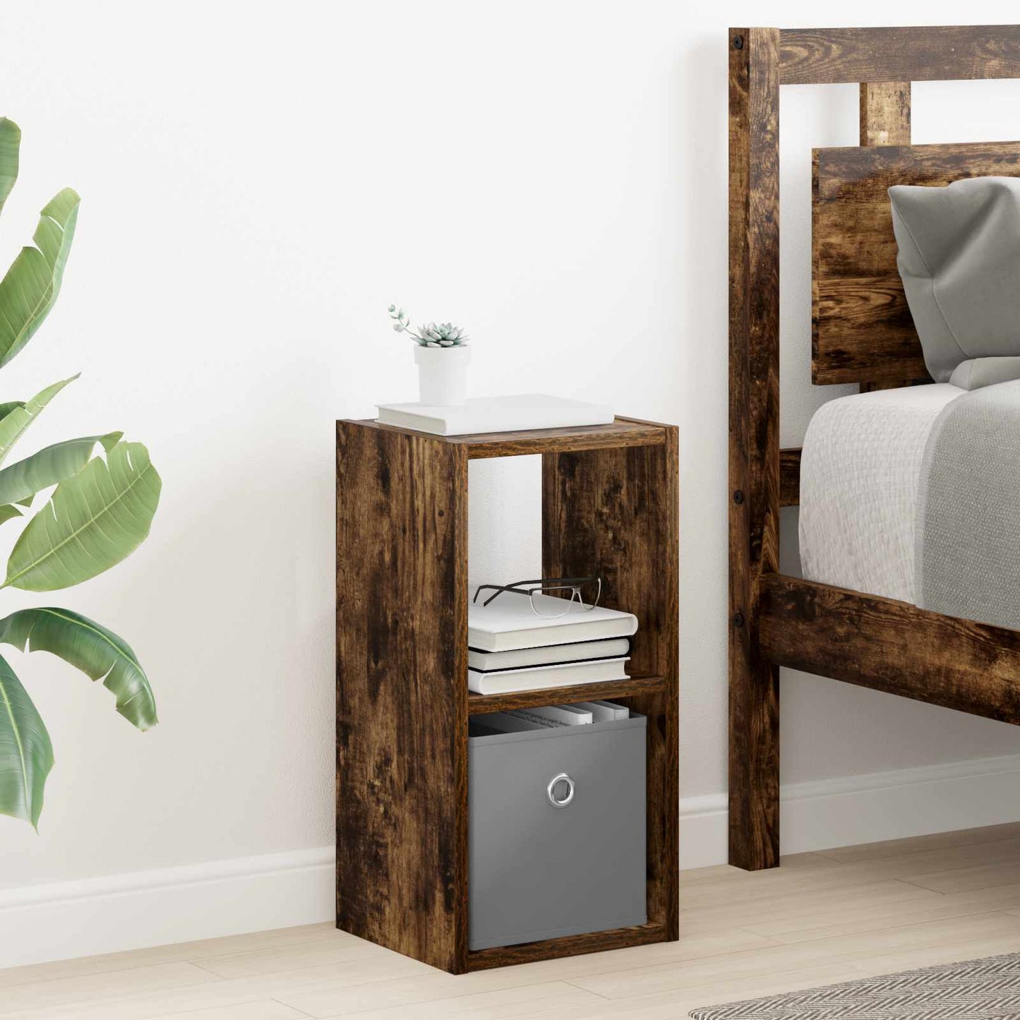 vidaXL Κομοδίνο με συρτάρι 2 pcs Καπνιστό Δρύς 25,5 x 22 x 49,5 εκ