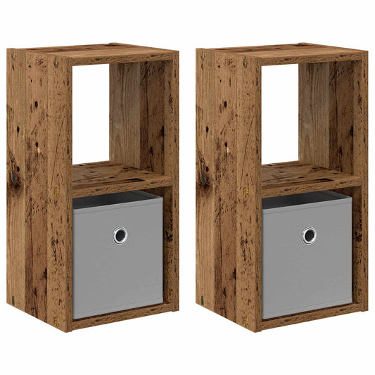 vidaXL Κομοδίνο με συρτάρι 2 pcs Παλιό ξύλο 25,5 x 22 x 49,5 εκ