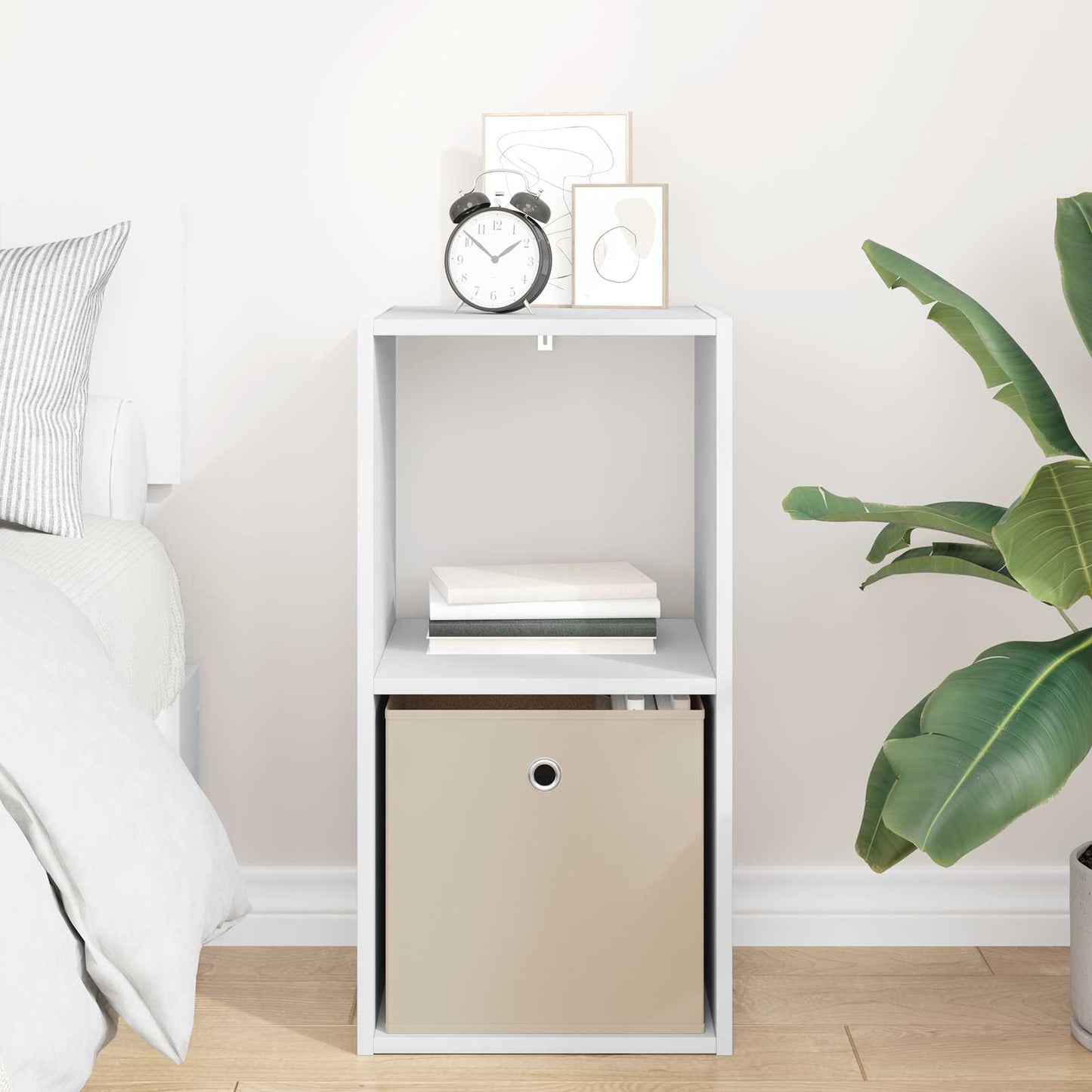 vidaXL Κομοδίνο Λευκό 35 x 32 x 68,5 εκ Επεξεργασμένο Ξύλο