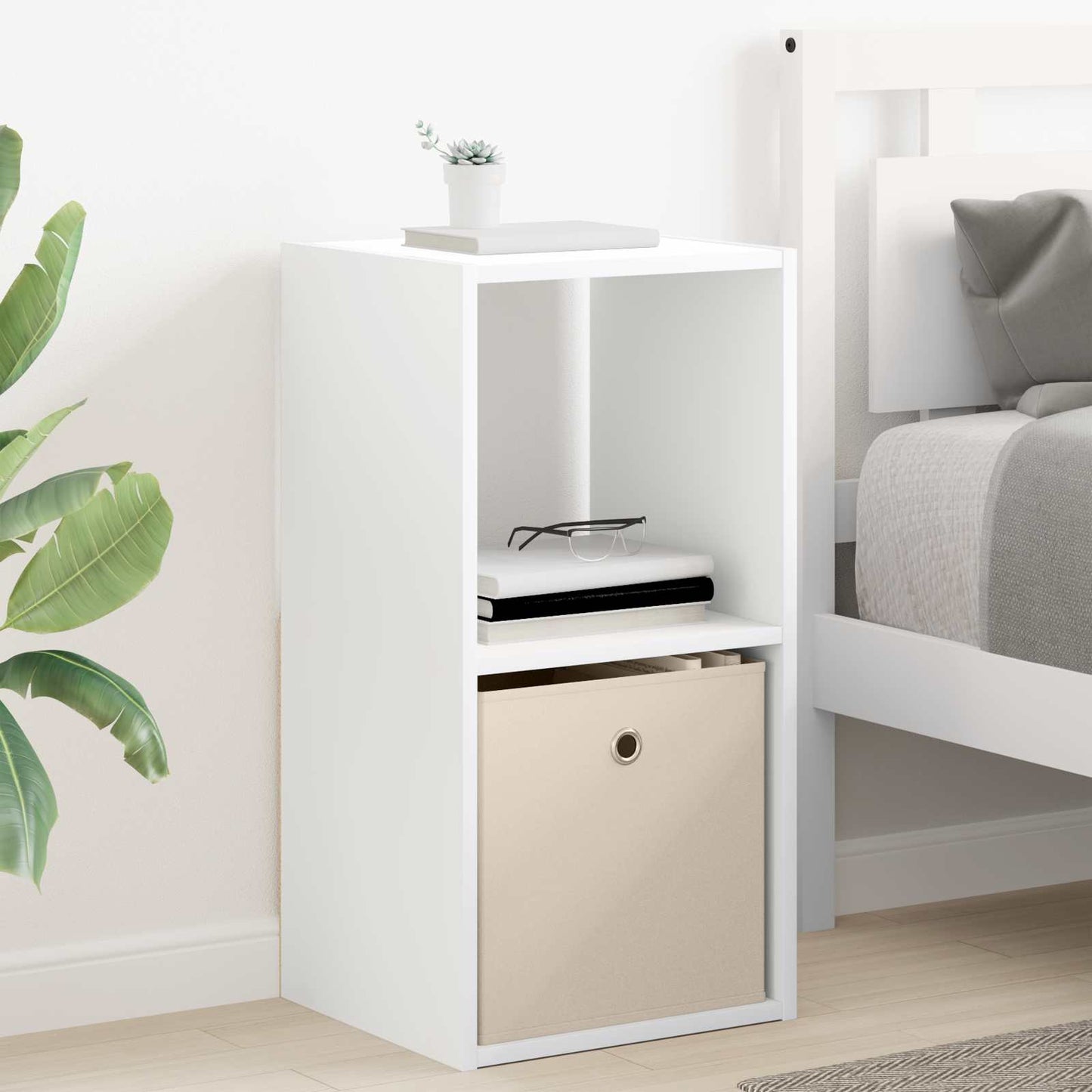 vidaXL Κομοδίνο 2 τμχ. Λευκό 35 x 32 x 68,5 εκ Επεξεργασμένο Ξύλο
