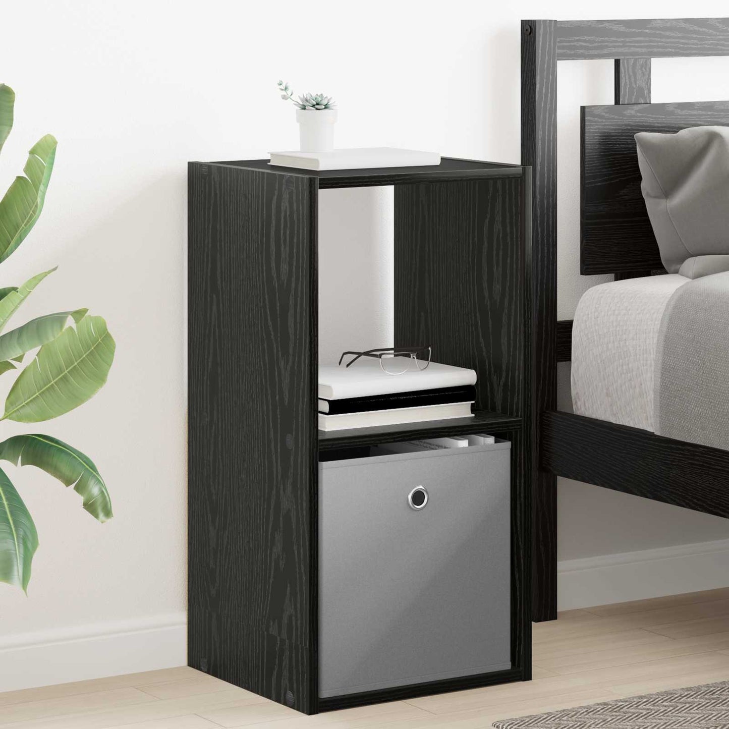 vidaXL Κομοδίνο Μαύρη Οξυά 35 x 32 x 68,5 εκ Επεξεργασμένο Ξύλο