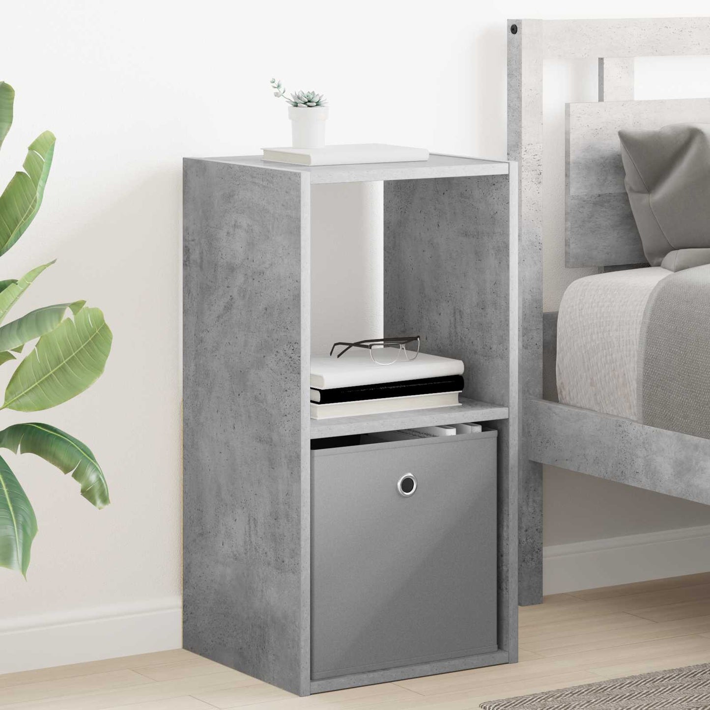 vidaXL Κομοδίνο Σκυρόδεμα Γκρι 35 x 32 x 68,5 εκ Επεξεργασμένο Ξύλο