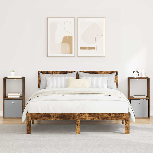 vidaXL Κομοδίνο 2 τμχ. Καπνιστό Δρύς 35 x 32 x 68,5 εκ