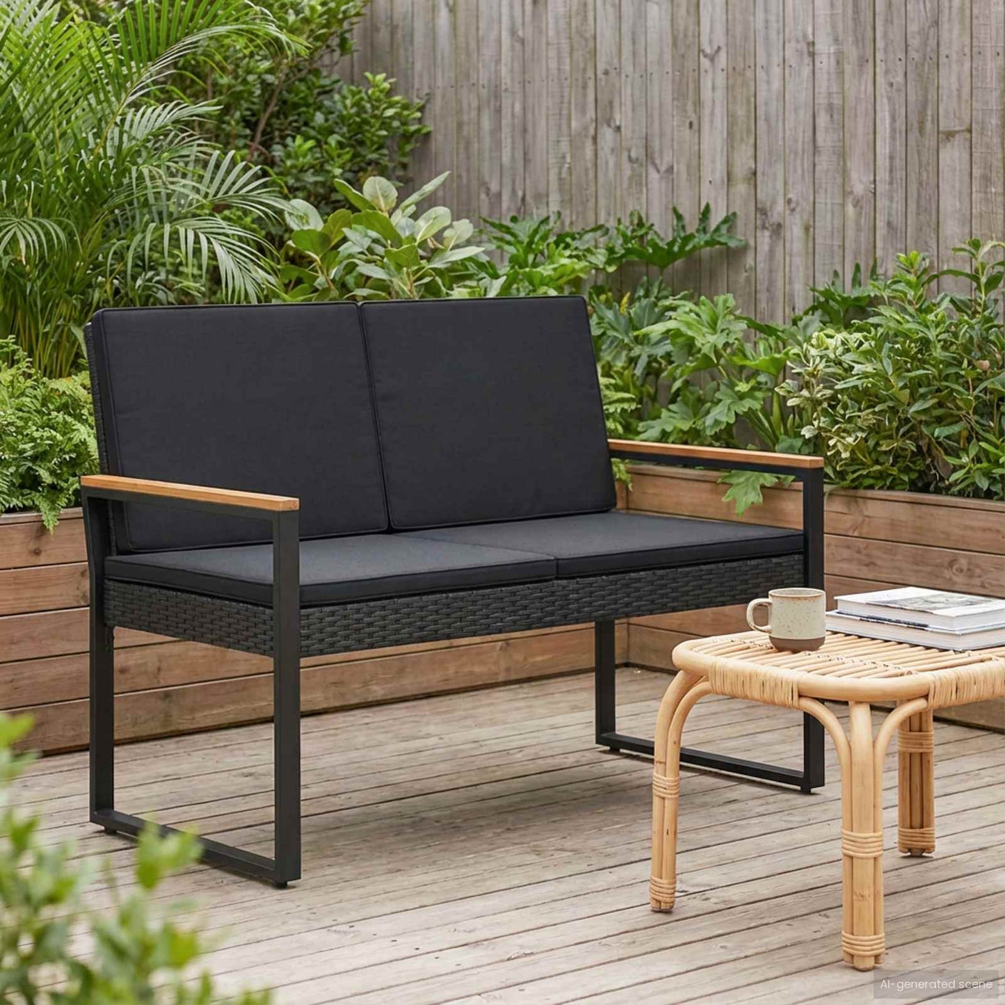 vidaXL Εξωτερικός πάγκος 2 -Seater 107 x 61 x 80 εκ. συνθετικό ρατάν
