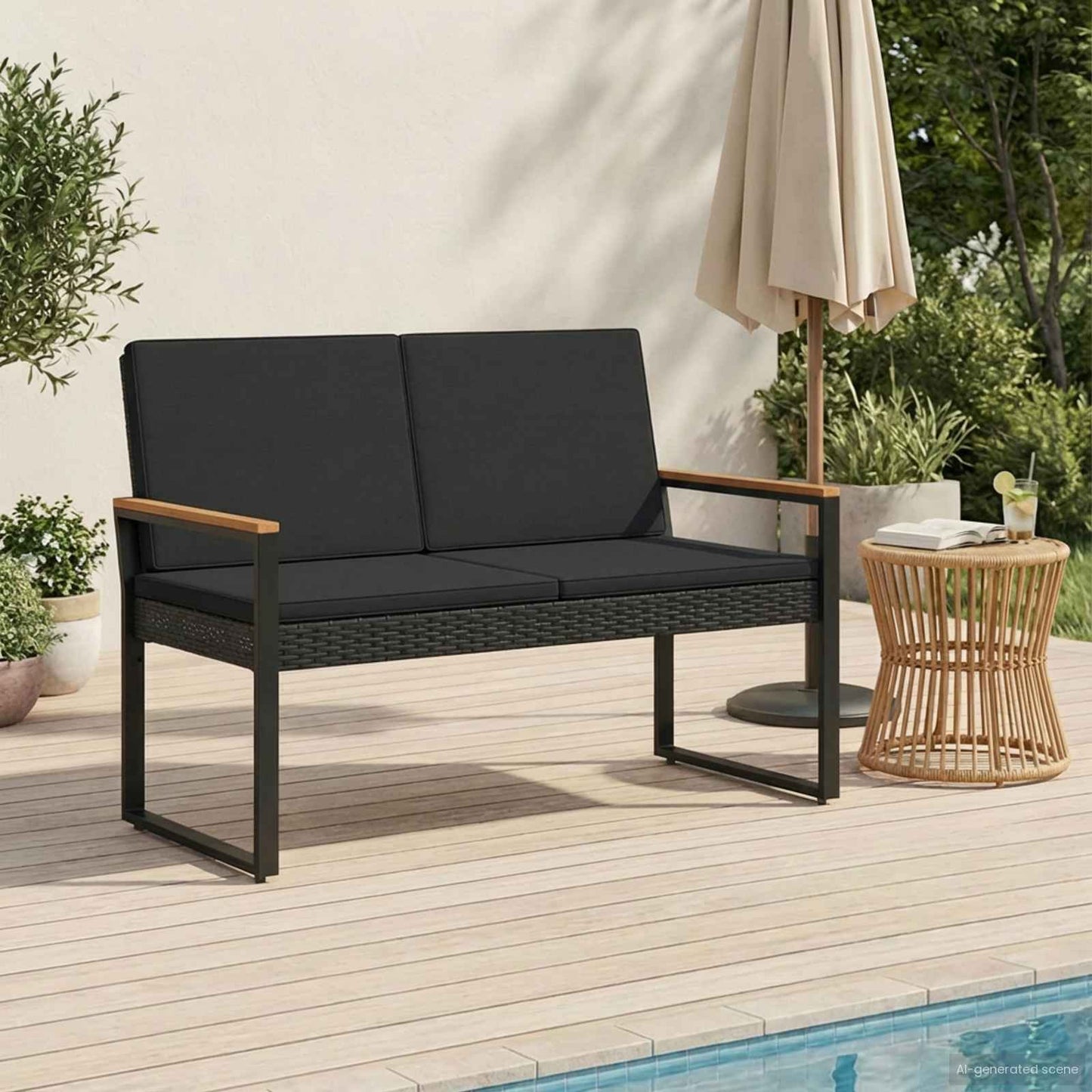 vidaXL Εξωτερικός πάγκος 2 -Seater 107 x 61 x 80 εκ. συνθετικό ρατάν