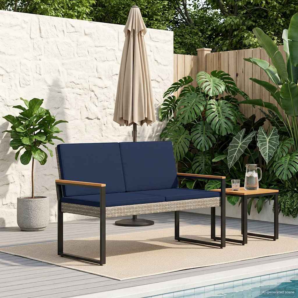 vidaXL Εξωτερικός πάγκος Γκρι και Navy Blue 107 x 61 x 80 εκ.
