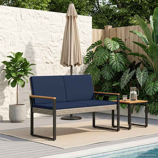vidaXL Εξωτερικός πάγκος Γκρι και Navy Blue 107 x 61 x 80 εκ.
