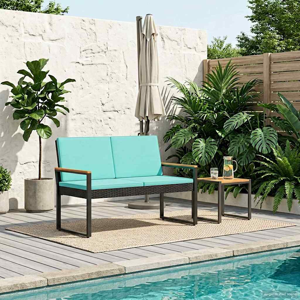 vidaXL Εξωτερικός πάγκος Μαύρο και Τυρκουάζ 107 x 61 x 80 εκ.
