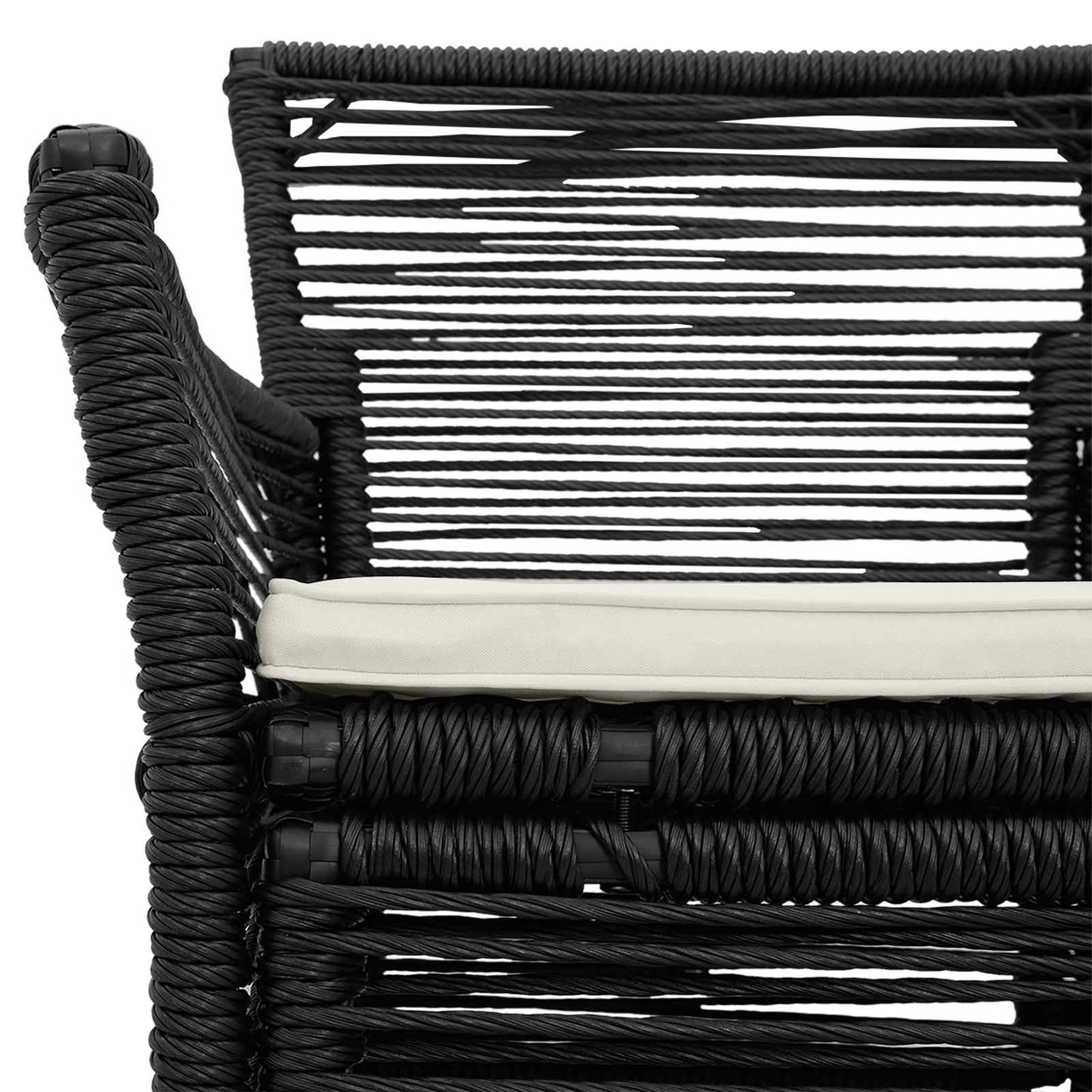 vidaXL Εξωτερική Καρέκλα 2 pcs Μαύρο και Κρέμα συνθετικό ρατάν