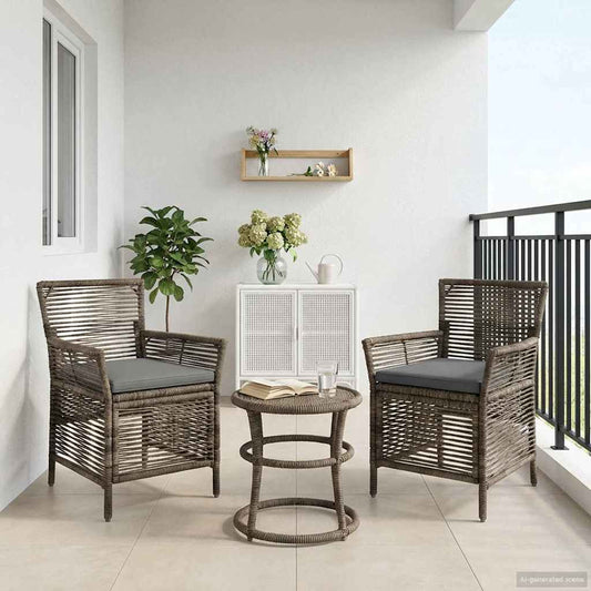 vidaXL Εξωτερική Καρέκλα 2 pcs Γκρι και Σκούρο Γκρι συνθετικό ρατάν