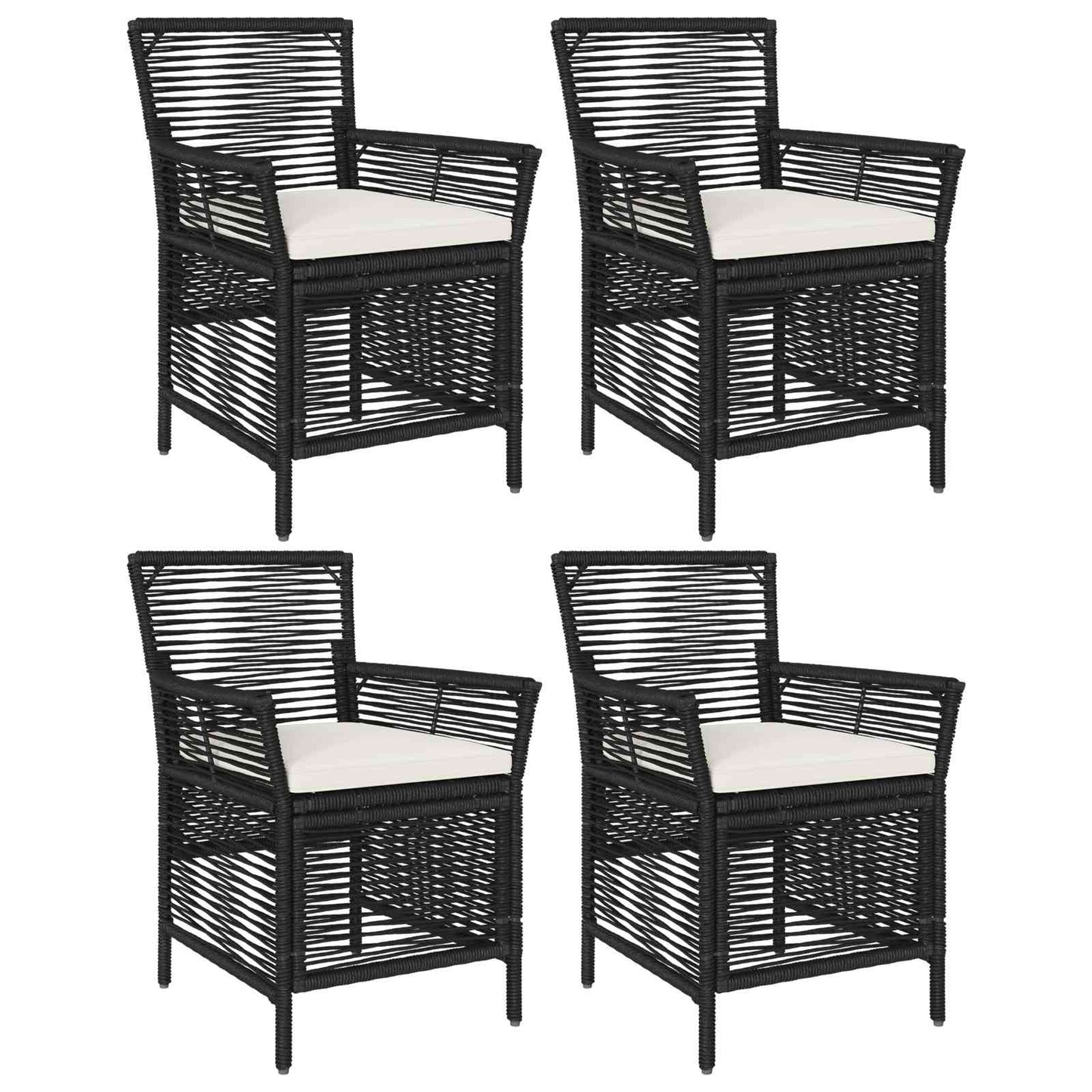 vidaXL Εξωτερική Καρέκλα 4 pcs Μαύρο και Κρέμα συνθετικό ρατάν