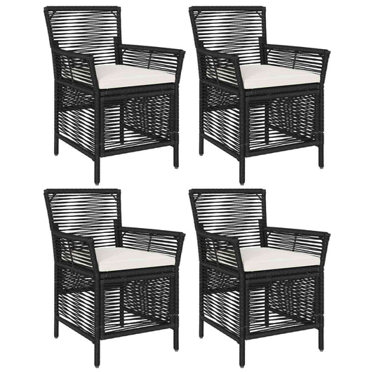 vidaXL Εξωτερική Καρέκλα 4 pcs Μαύρο και Κρέμα συνθετικό ρατάν