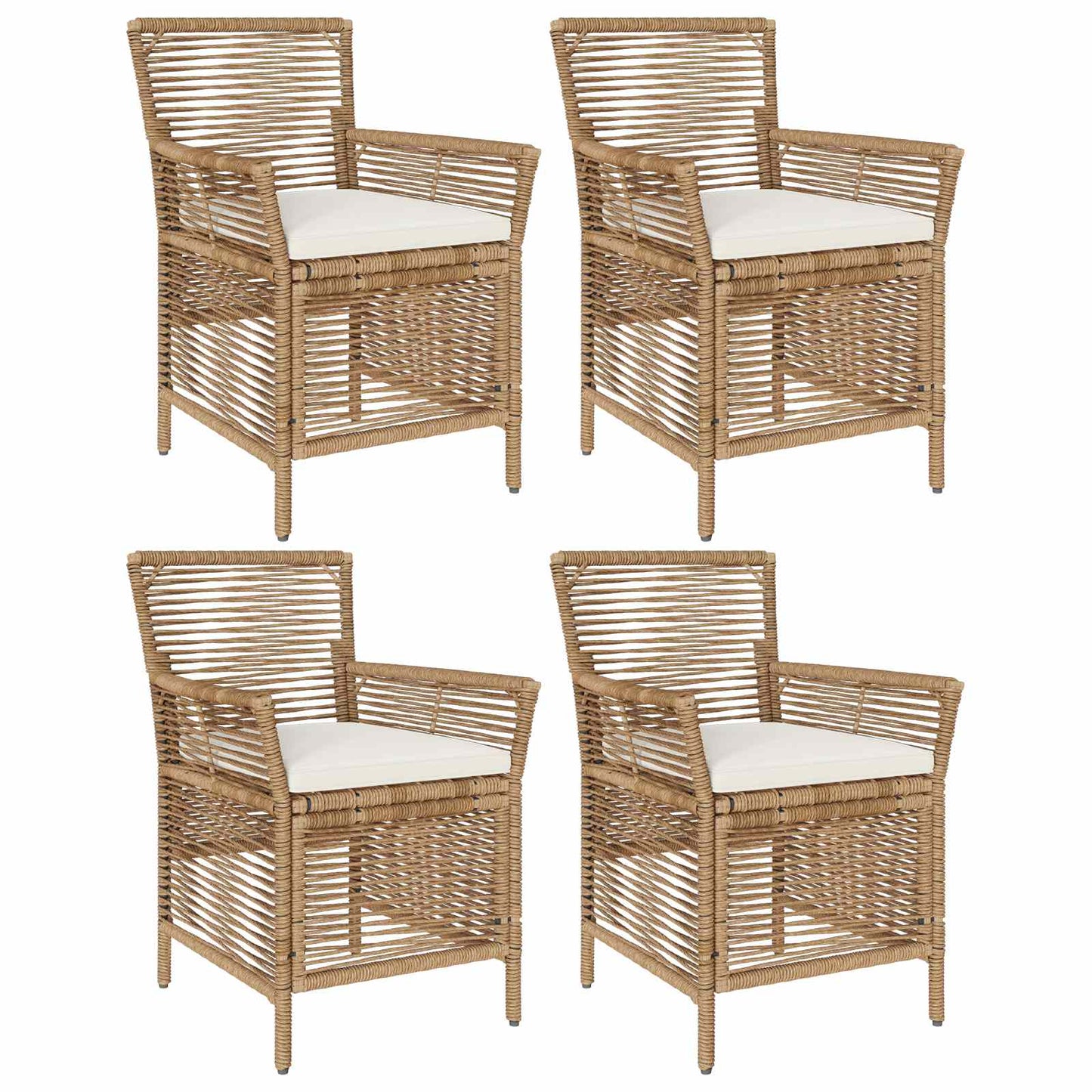 vidaXL Εξωτερική Καρέκλα 4 pcs Μπεζ και Κρέμα συνθετικό ρατάν