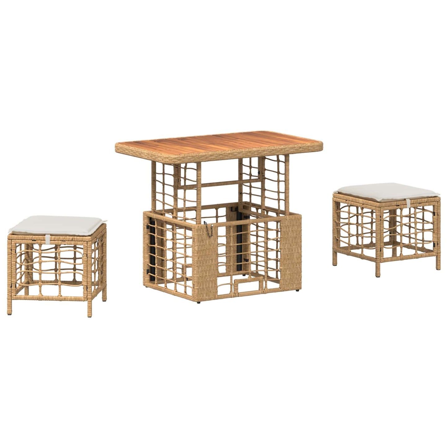 vidaXL Σέτ φαγητού για κήπο 3 τμχ. Φυσικό και Λευκό